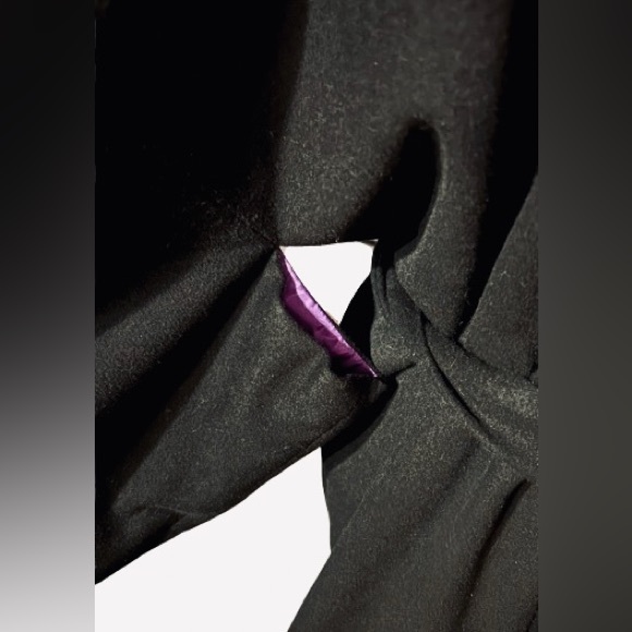 Kimono Wool Fur Cape Glamorous Jacket Black Purple Jacket Floral Vintage Large - Picture 9 of 16